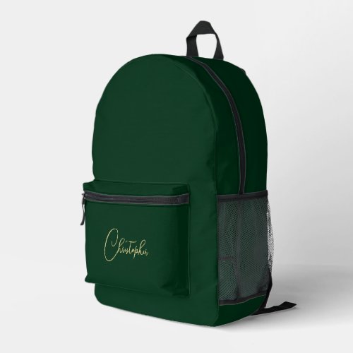 Green Gold Monogram Mens Womens Travel Laptop Cool Printed Backpack