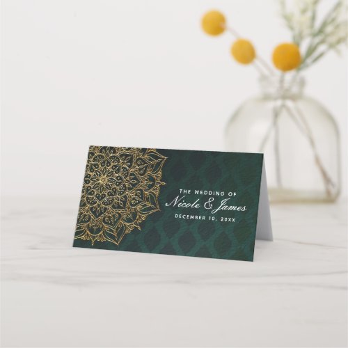 Green  Gold Moroccan Arabian Nights Table Number Place Card