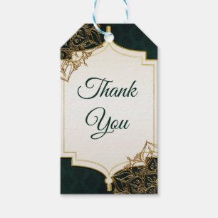 Green & Gold Moroccan Arabian Nights Wedding Favor Gift Tags
