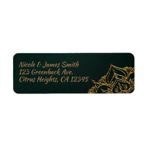 Green & Gold Moroccan Arabian Nights Wedding Label