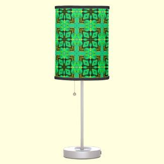 Green Gold Moroccan Lattice Abstract Diamond Quilt Desk Lamp