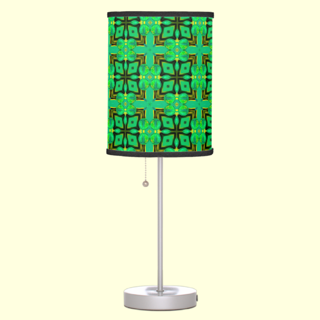 Green Gold Moroccan Lattice Abstract Diamond Quilt Desk Lamp