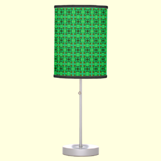 Green Gold Moroccan Lattice Abstract Diamond Quilt Desk Lamp