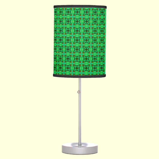 Green Gold Moroccan Lattice Abstract Diamond Quilt Desk Lamp