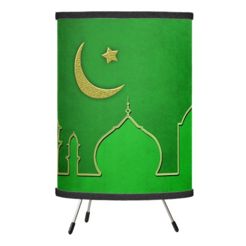 Green Gold Mosque Moon Star Tripod Lamp
