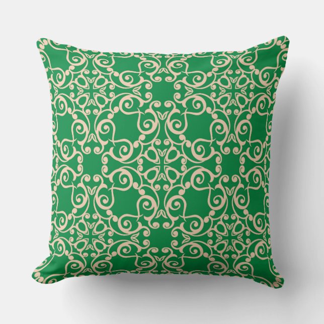 Green Gold Neutral Hamptons Abstract Modern Throw Pillow (Front)