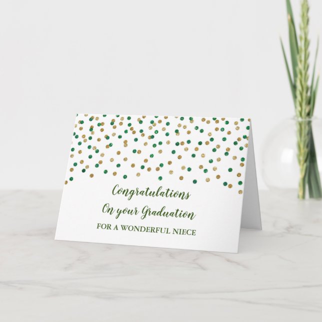 Green Gold Niece Congratulations Graduation Card (Front)