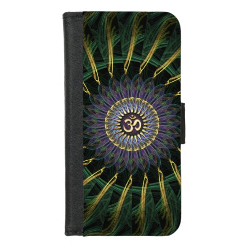 Green Gold Om Eye Meditation Peace iPhone 87 Wallet Case