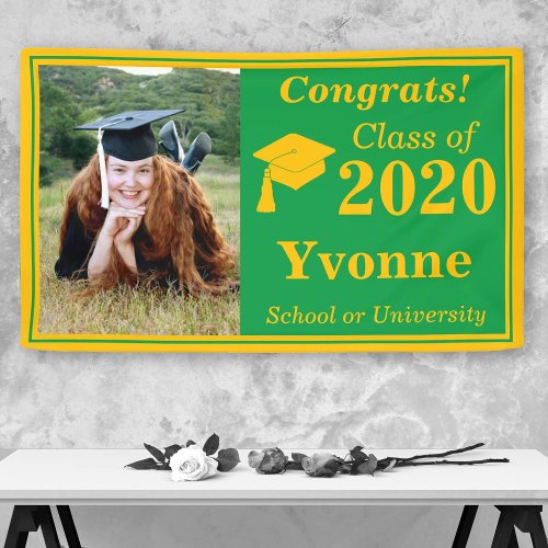 Green Gold One Photo Class of 2024 Graduation Banner