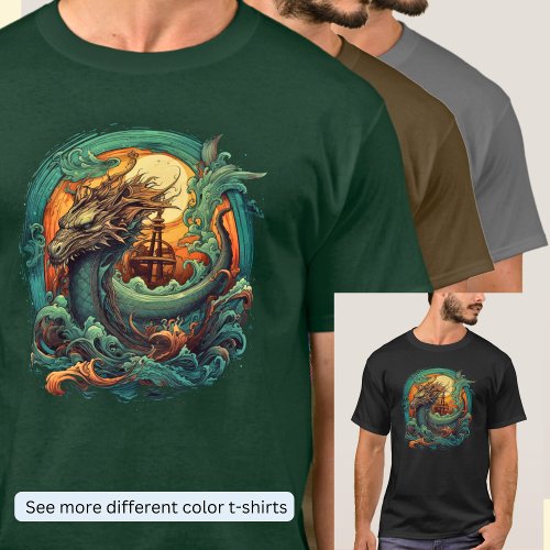 Green Gold Orange Sea Dragon T_Shirt