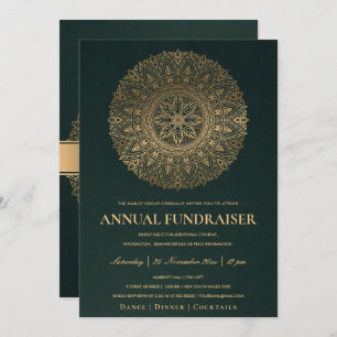 GREEN GOLD ORNATE MANDALA CORPORATE PARTY EVENT INVITATION
