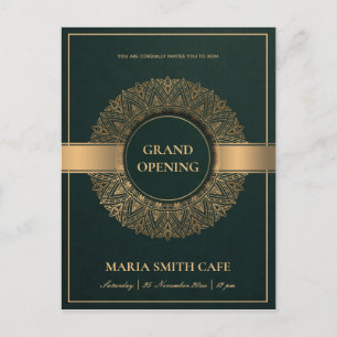 GREEN GOLD ORNATE MANDALA GRAND OPENING INVITE