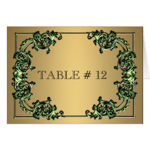 Green gold ornate table number wedding event