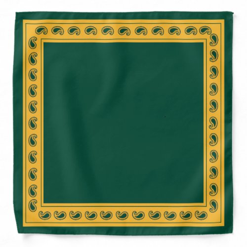 Green Gold Paisley Texas Bandana