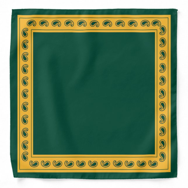 Green Gold Paisley Texas Bandana (Front)