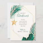 Green & Gold Palm Tree Tropical Beach Christmas Holiday Card<br><div class="desc">Nautical Boutique Co.'s green and gold Christmas holiday card features watercolor green and gold tropical greenery and is accented with a pretty watercolor starfish. The text is whimsical hand-lettering paired with modern block typography. The green, gold, and creamy ivory are reminiscent of tropical beach holidays. Easily customize all text, including...</div>