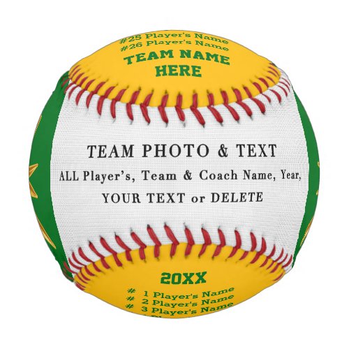 Green Gold Personalized Baseball Ball Thanks Coach