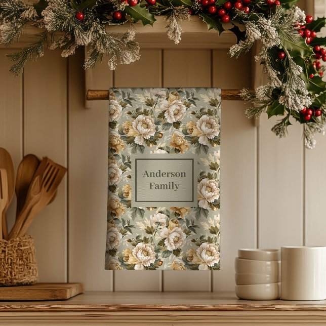 Green Gold Personalized Kitchen Towel Chic Look (Green Gold Personalized Kitchen Towel Chic Look)