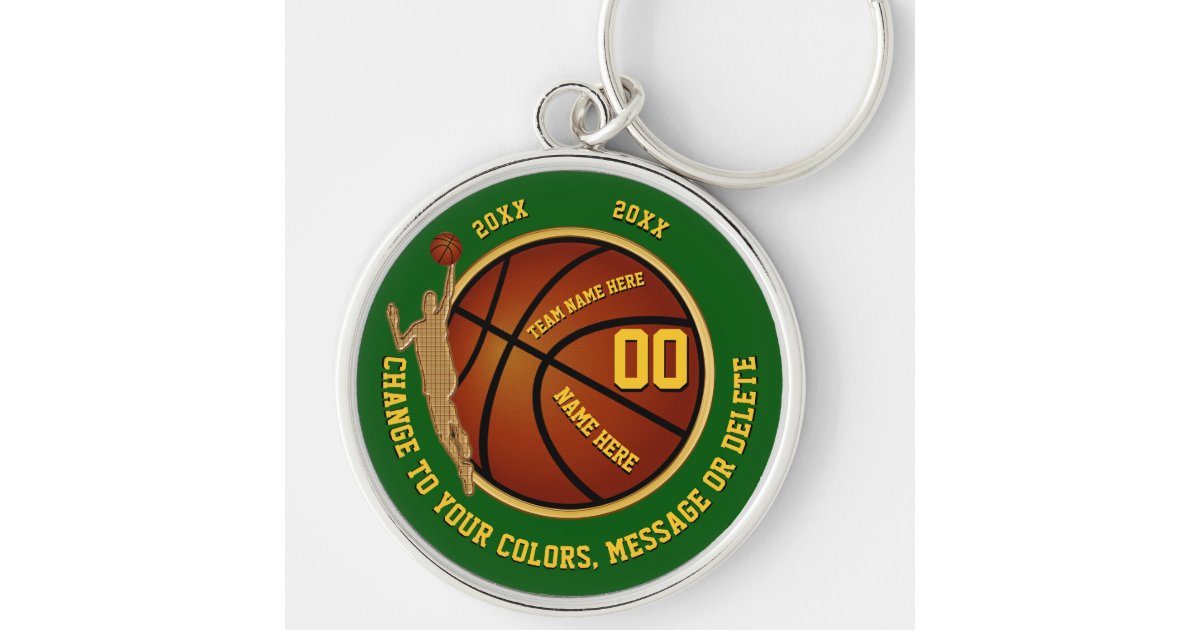 Green Gold Personalized Senior Basketball Gifts Keychain Zazzle