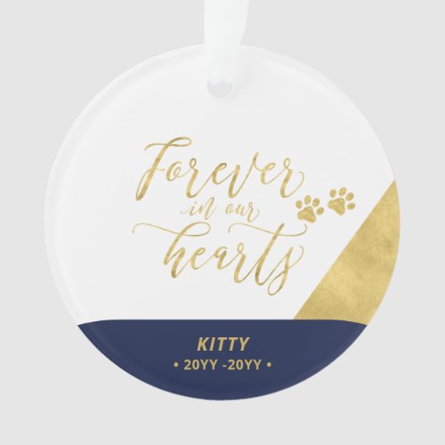 Green  Gold Pet Cat Memorial Photo Ornament