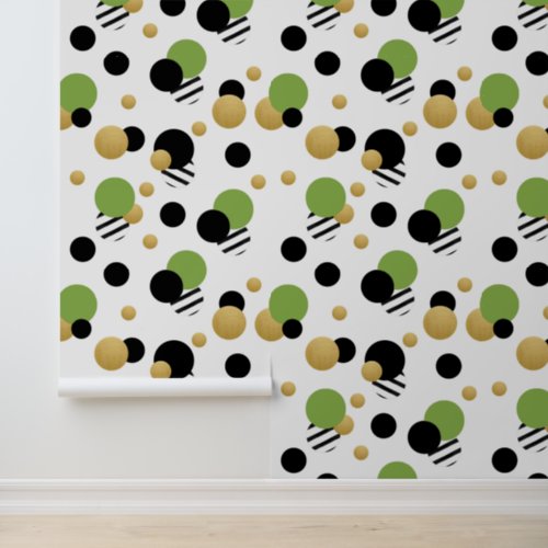 Green Gold Polka Dot Wallpaper