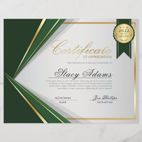 Green  Gold Professional Certificate Award