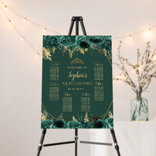 Green Gold Quinceañera Welcome Seating Chart Foam Board