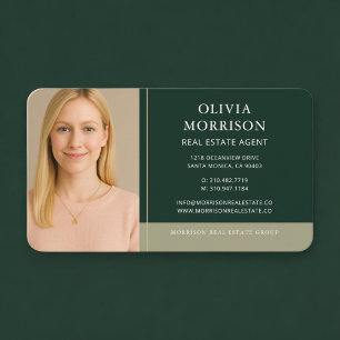 Green Gold Real Estate Agent Photo Business Card