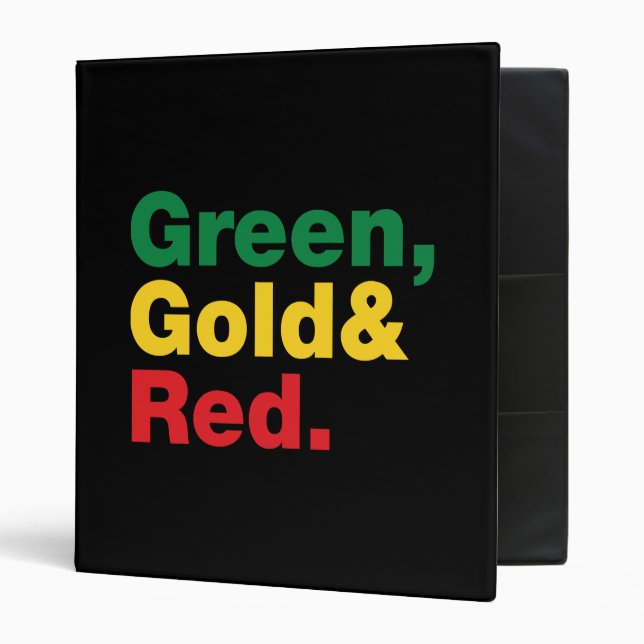 Green, Gold & Red. 3 Ring Binder (Front/Inside)