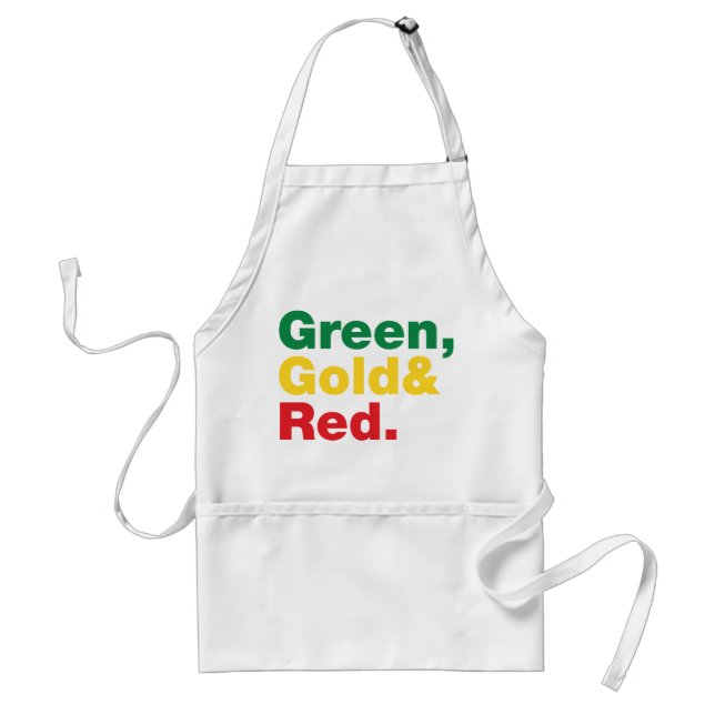 Green, Gold & Red. Adult Apron (Front)