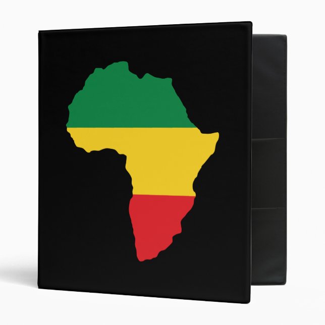 Green, Gold & Red Africa Flag 3 Ring Binder (Front/Inside)