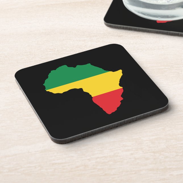 Green, Gold & Red Africa Flag Beverage Coaster (Left Side)