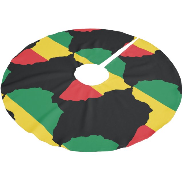 Green, Gold & Red Africa Flag Brushed Polyester Tree Skirt (Angled)