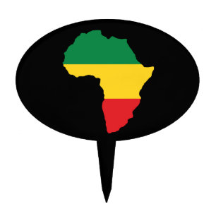 Green, Gold & Red Africa Flag Cake Topper