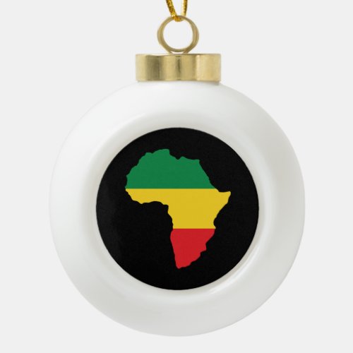 Green Gold  Red Africa Flag Ceramic Ball Christmas Ornament