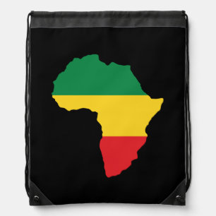 Green, Gold & Red Africa Flag Drawstring Bag