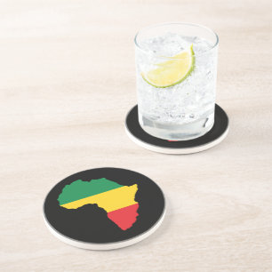 Green, Gold & Red Africa Flag Drink Coaster