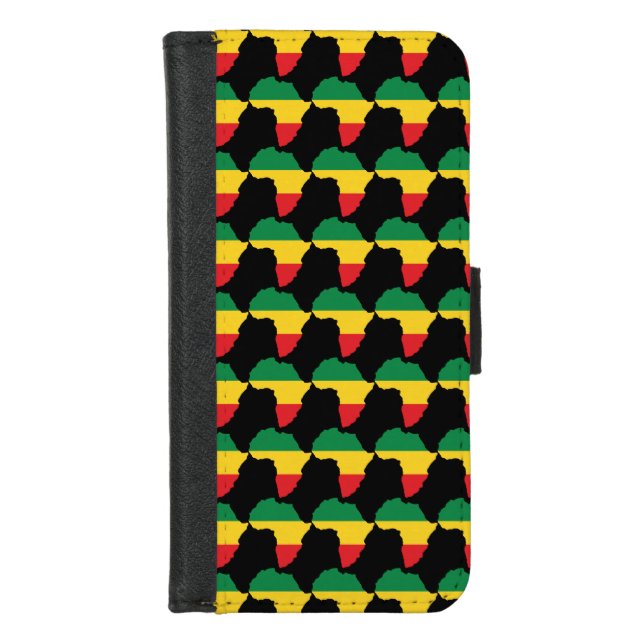 Green, Gold & Red Africa Flag iPhone Wallet Case (Front)