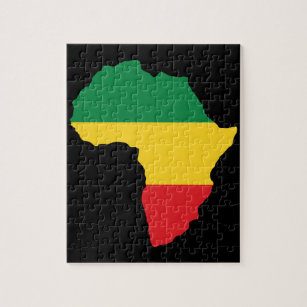 Green, Gold & Red Africa Flag Jigsaw Puzzle