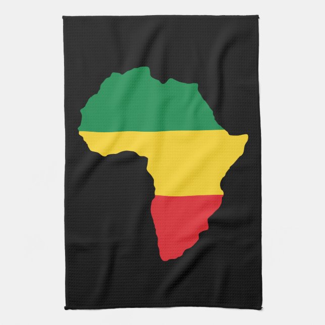 Green, Gold & Red Africa Flag Kitchen Towel (Vertical)