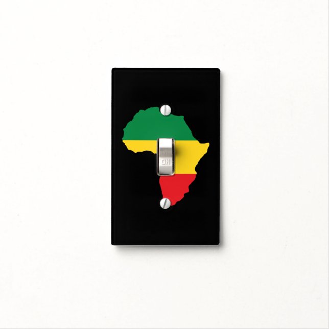 Green, Gold & Red Africa Flag Light Switch Cover (In Situ)