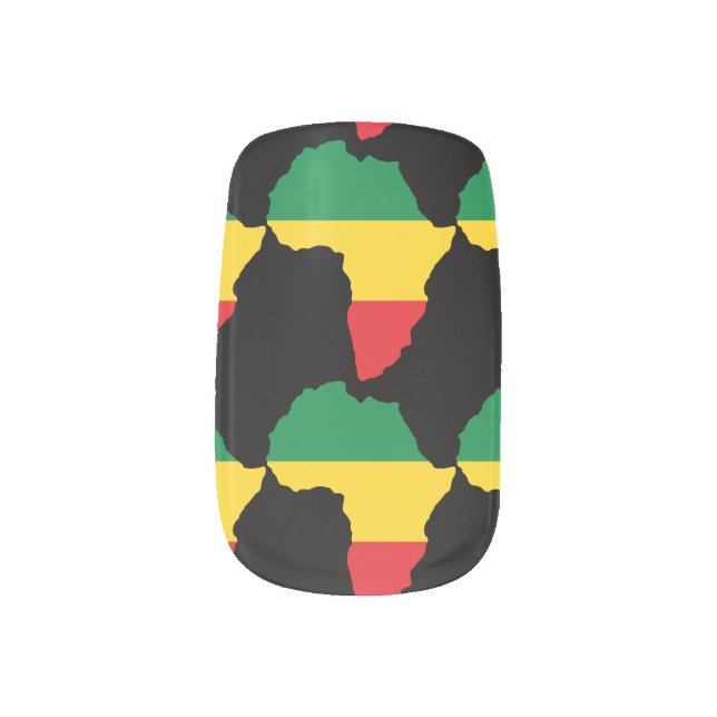Green, Gold & Red Africa Flag Minx Nail Wraps (Left Thumb)