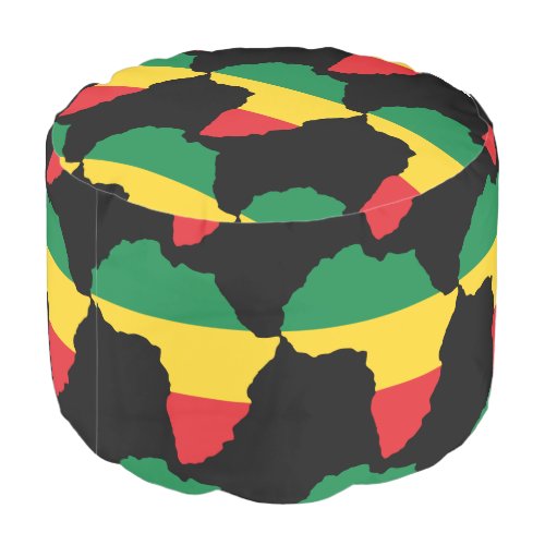 Green Gold  Red Africa Flag Pouf