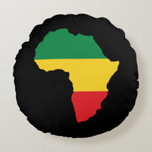 Green, Gold & Red Africa Flag Round Pillow