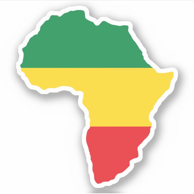 Green, Gold & Red Africa Flag Sticker (Front)