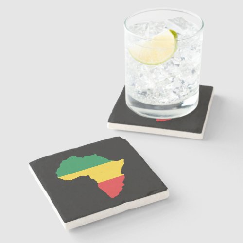 Green Gold  Red Africa Flag Stone Coaster