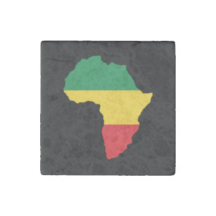 Green, Gold & Red Africa Flag Stone Magnet