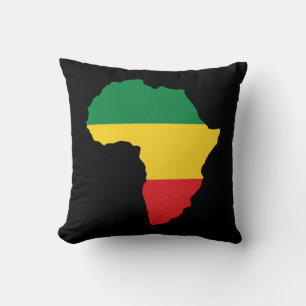 Green, Gold & Red Africa Flag Throw Pillow