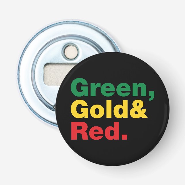 Green, Gold & Red. Bottle Opener (Front)