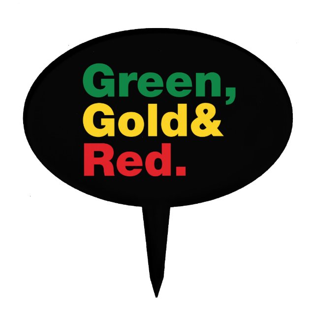 Green, Gold & Red. Cake Topper (Front)
